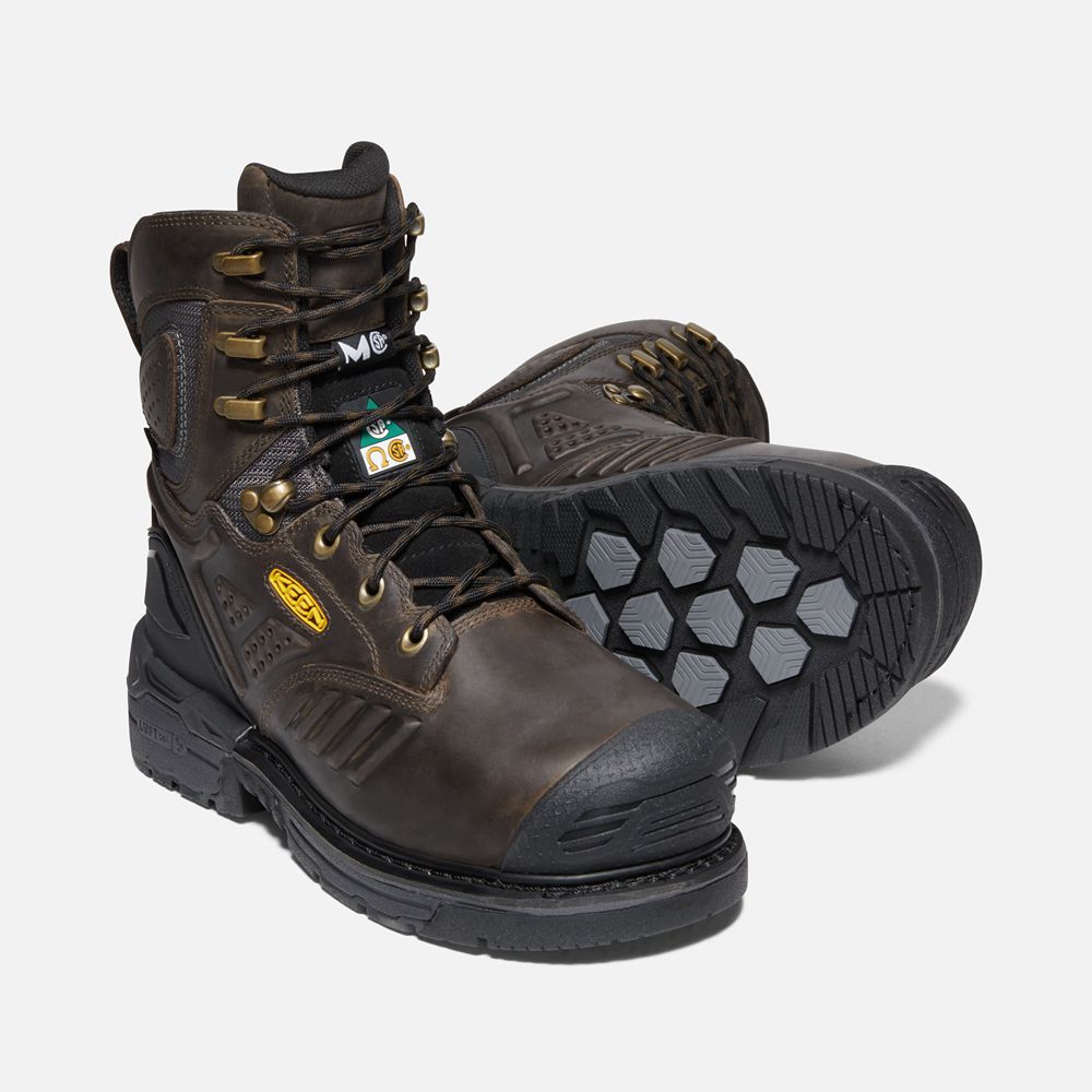 Keen Trekking Bot Erkek Siyah Kahverengi - Csa Philadelphia 8\" Internal Met Waterproof (Carbon-Fiber